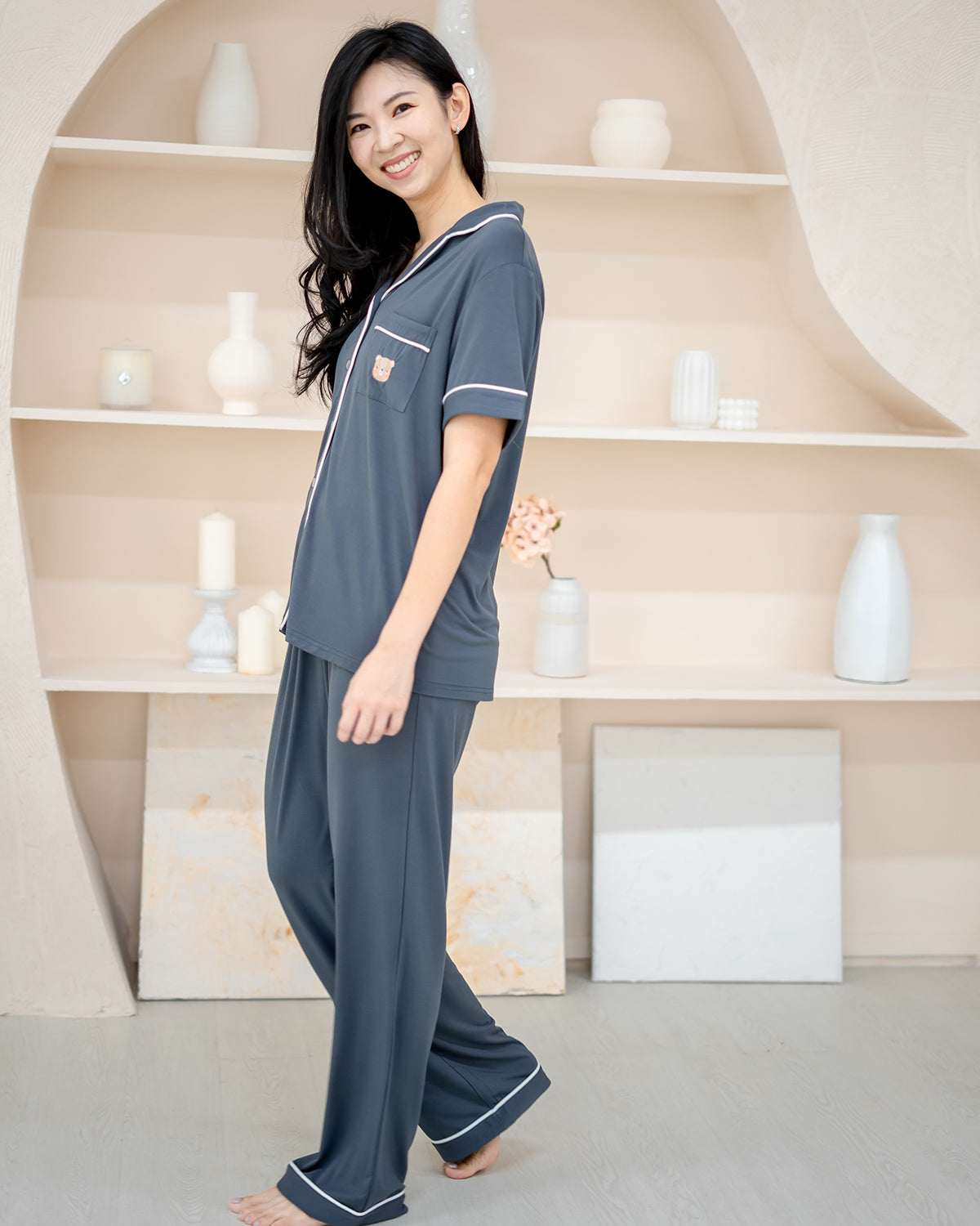 LEBEAR ADULT BAMBOO PYJAMAS PANTS SET IN SLATE GREY