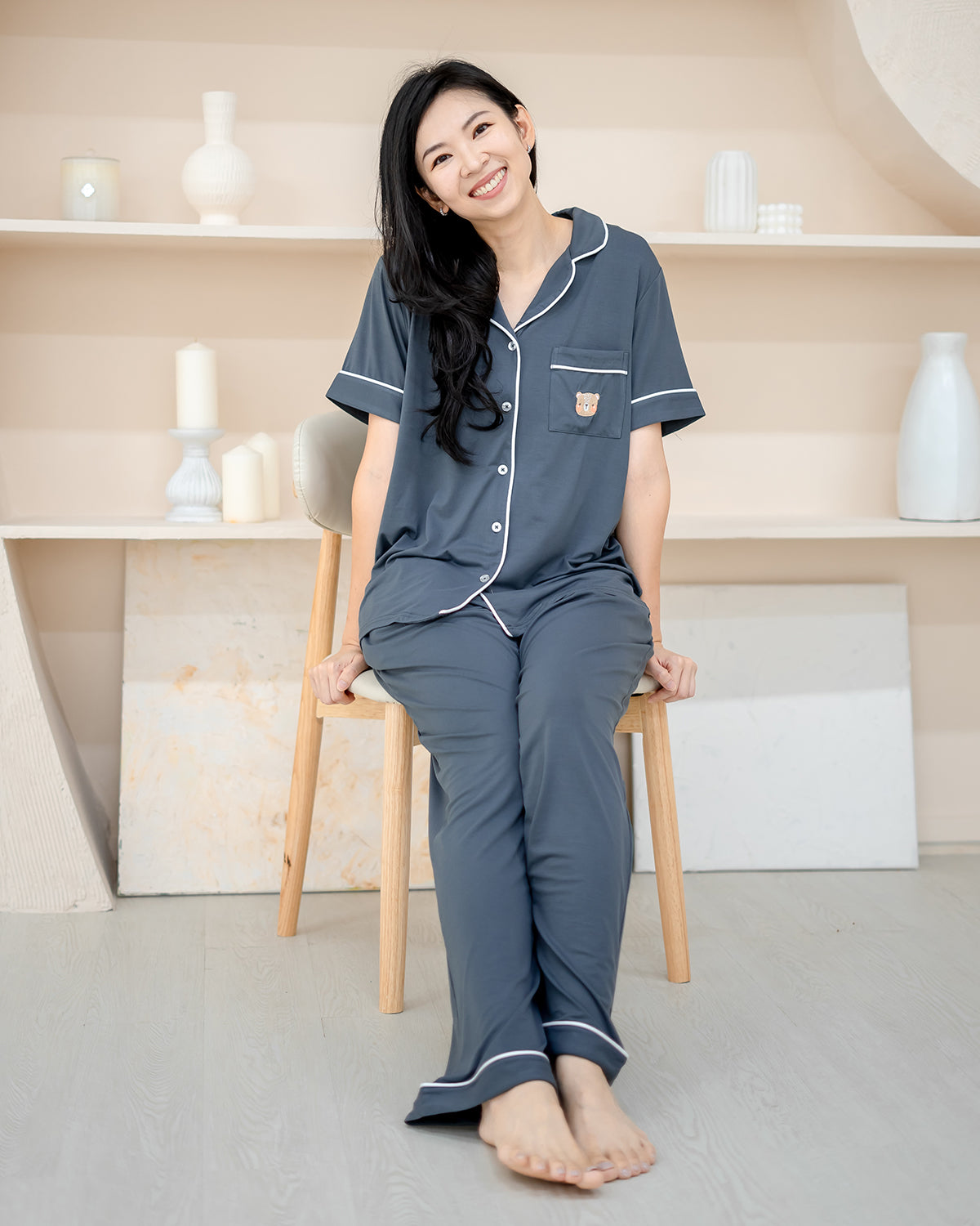 LEBEAR ADULT LUXE COMFORT PYJAMAS IN SLATE GREY