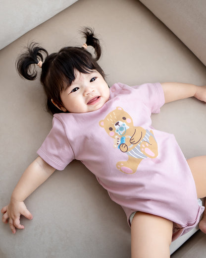 NM X LEBEAR BINKY BEAR ONESIE IN LILAC PINK