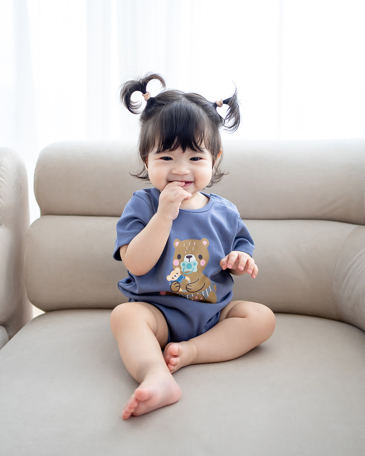 NM X LEBEAR BINKY BEAR ONESIE IN YALE BLUE