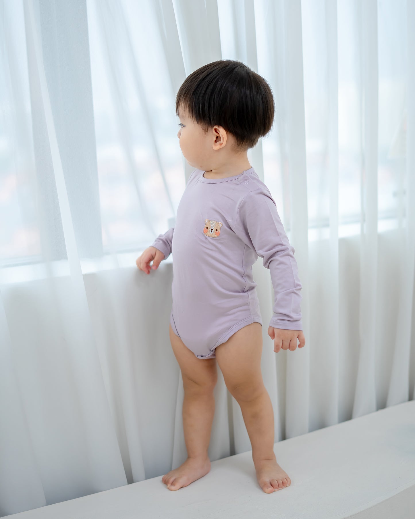 LEBEAR TENCEL™ LONG SLEEVE ONESIE IN LILAC