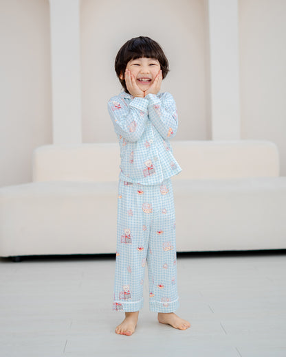 (PRE ORDER) BEARISTA KIDS BAMBOO PYJAMAS SET IN BLUEBELL GINGHAM