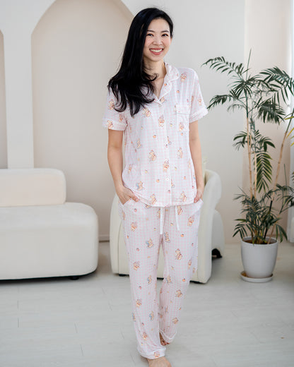 (PRE ORDER) SWEET SCOOP ADULT BAMBOO PYJAMAS PANTS SET IN BLUSH PINK