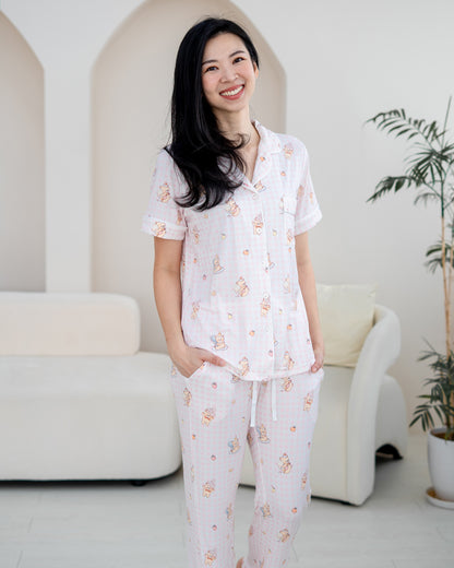 (PRE ORDER) SWEET SCOOP ADULT BAMBOO PYJAMAS PANTS SET IN BLUSH PINK