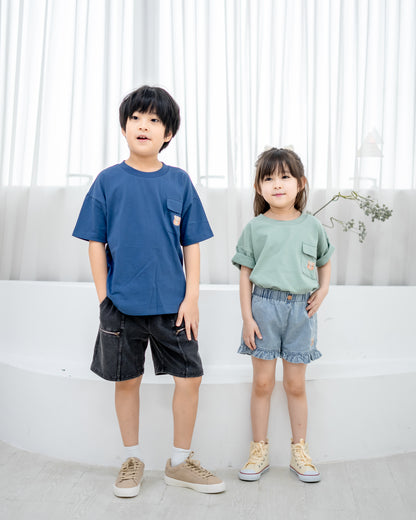 LEBEAR KIDS OVERSIZED POCKET TEE IN ROYAL BLUE