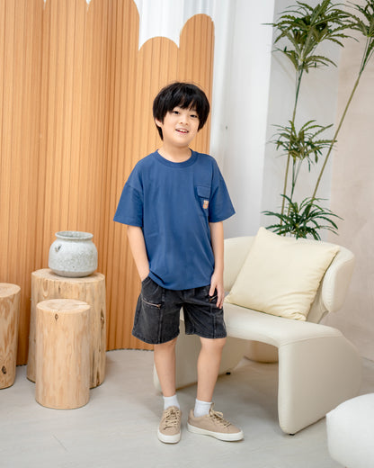 LEBEAR KIDS OVERSIZED POCKET TEE IN ROYAL BLUE
