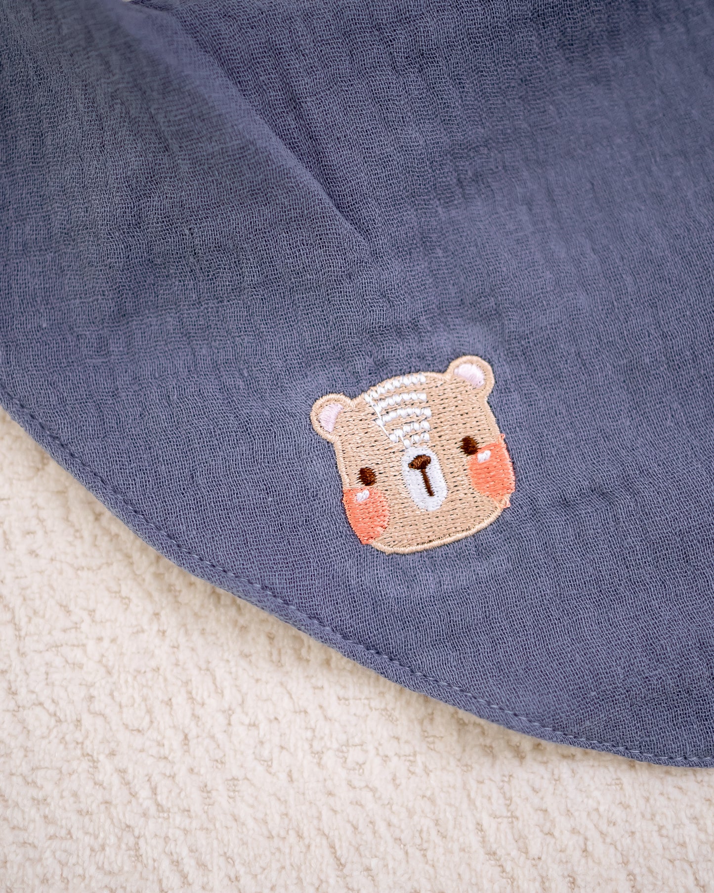 LEBEAR MUSLIN COTTON BABY BIB IN MUTED BLUE