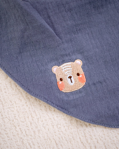 LEBEAR MUSLIN COTTON BABY BIB IN MUTED BLUE