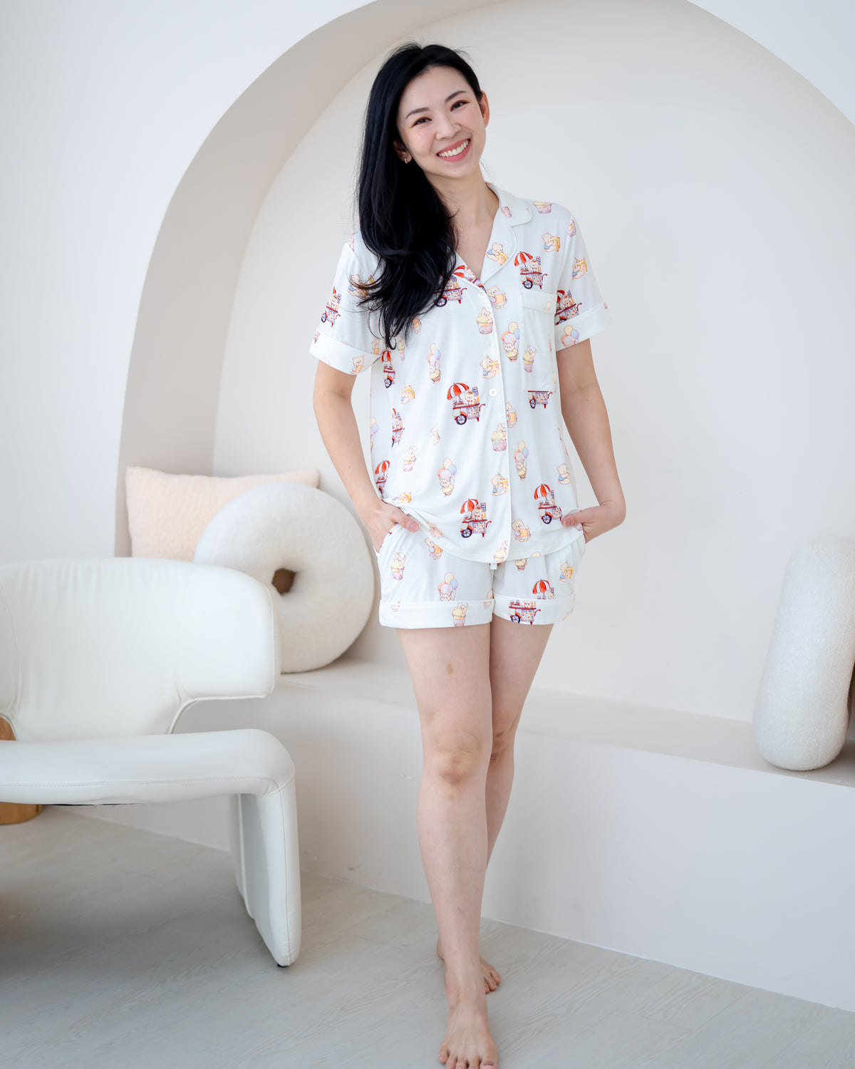 UNCLE BEAR ICE CREAM TRUCK ADULT BAMBOO PYJAMAS SHORTS SET