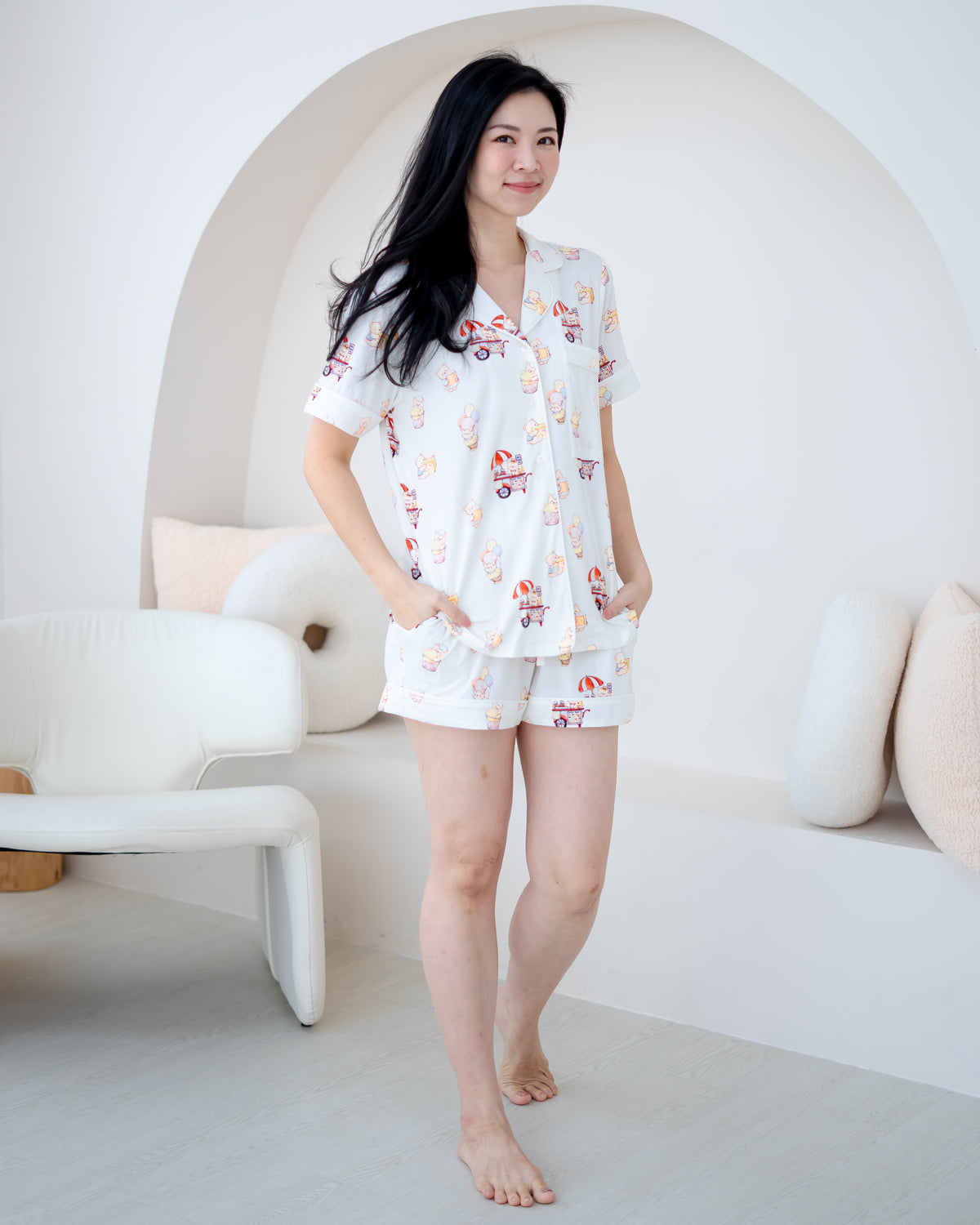 UNCLE BEAR ICE CREAM TRUCK ADULT BAMBOO PYJAMAS SHORTS SET
