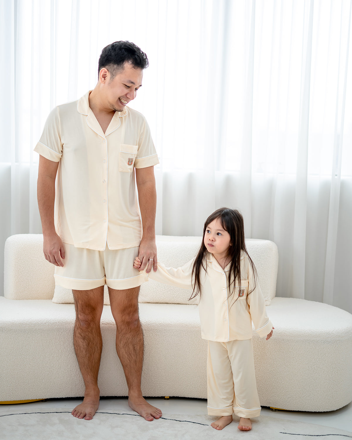 LEBEAR ADULT BAMBOO PYJAMAS SHORTS SET IN CREAM