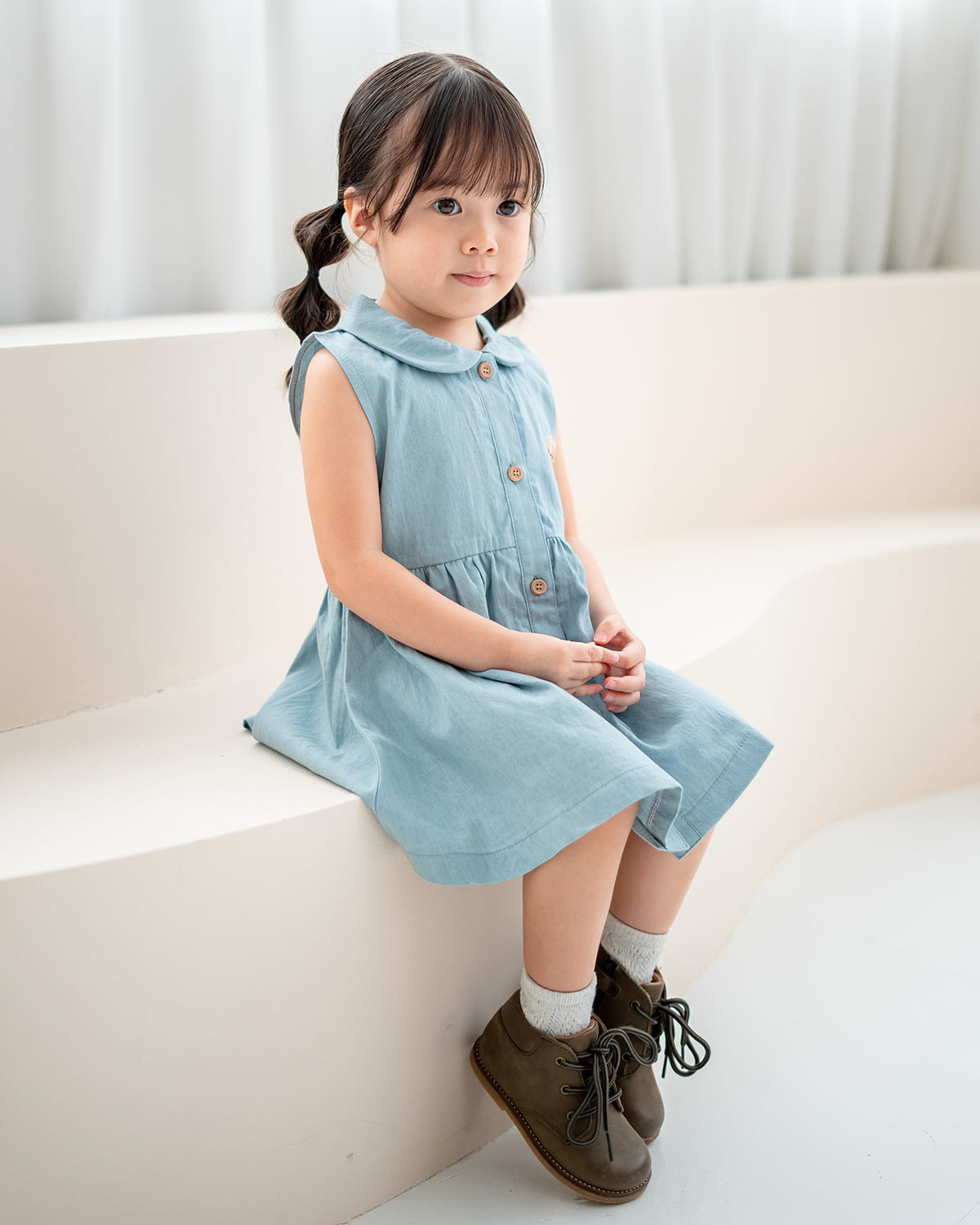 LEBEAR LIGHT WASH DENIM DRESS