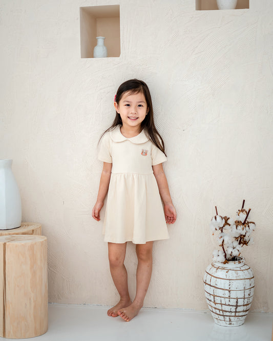 CLASSIC WAFFLE DRESS IN CREAM