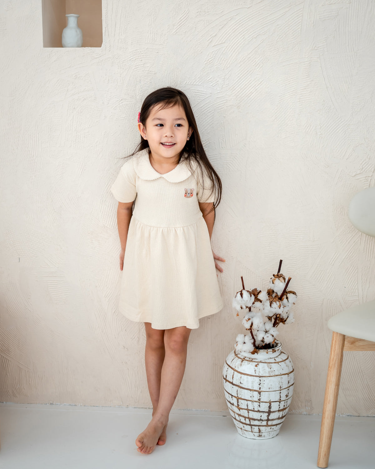 CLASSIC WAFFLE DRESS IN CREAM