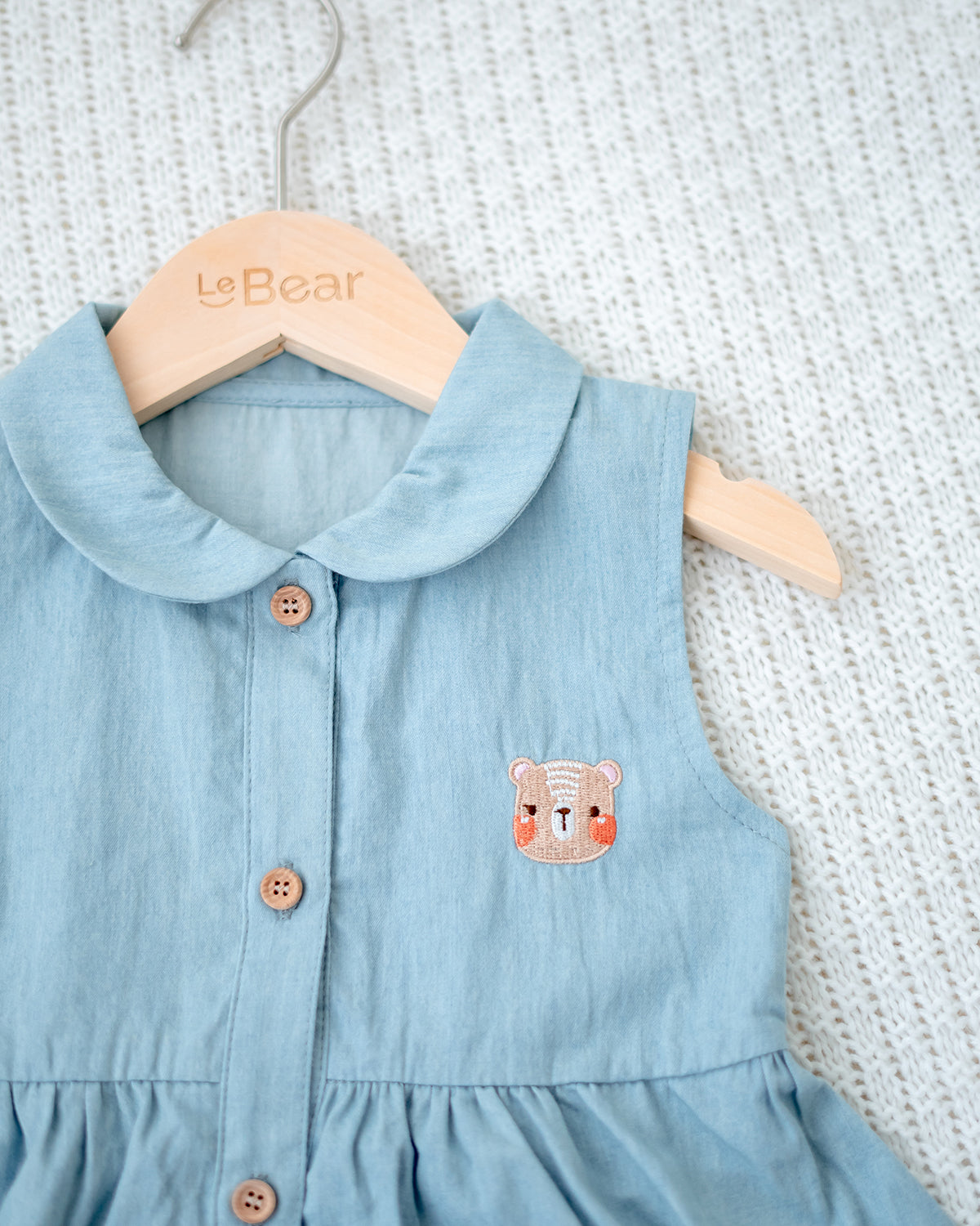 LEBEAR LIGHT WASH DENIM DRESS