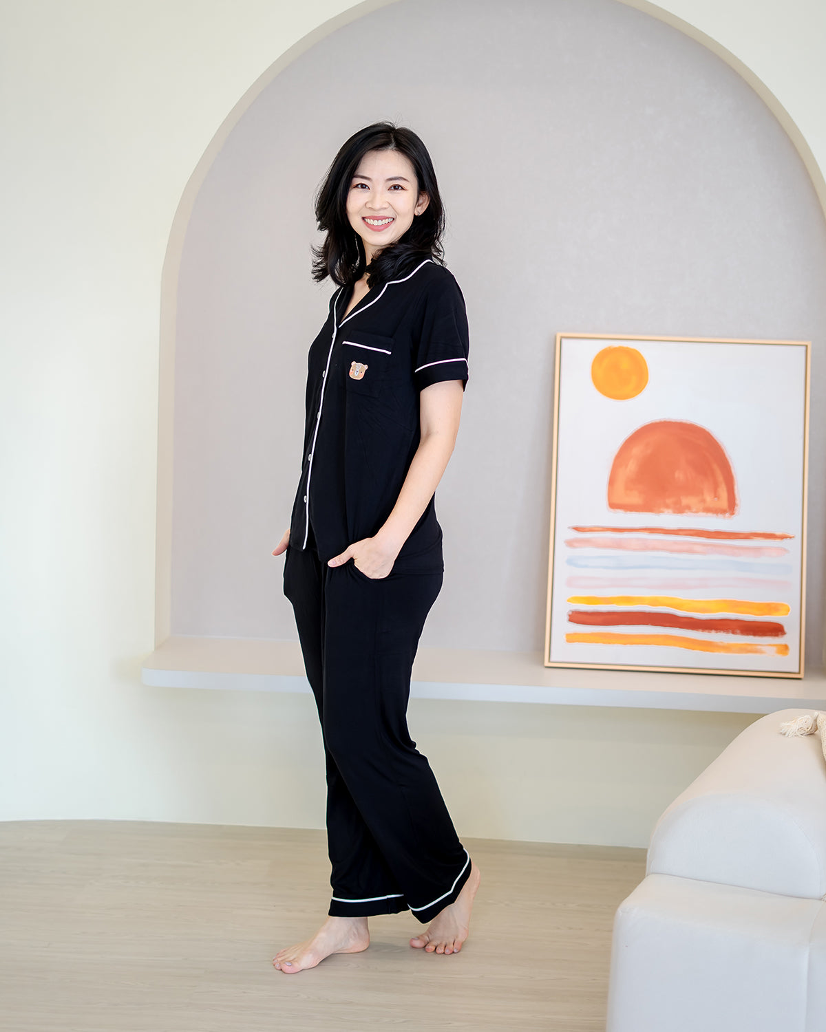 LEBEAR ADULT BAMBOO PYJAMAS PANTS SET IN BLACK