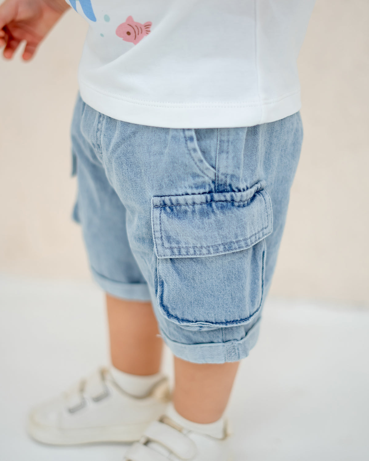 LEBEAR DENIM UTILITY SHORTS