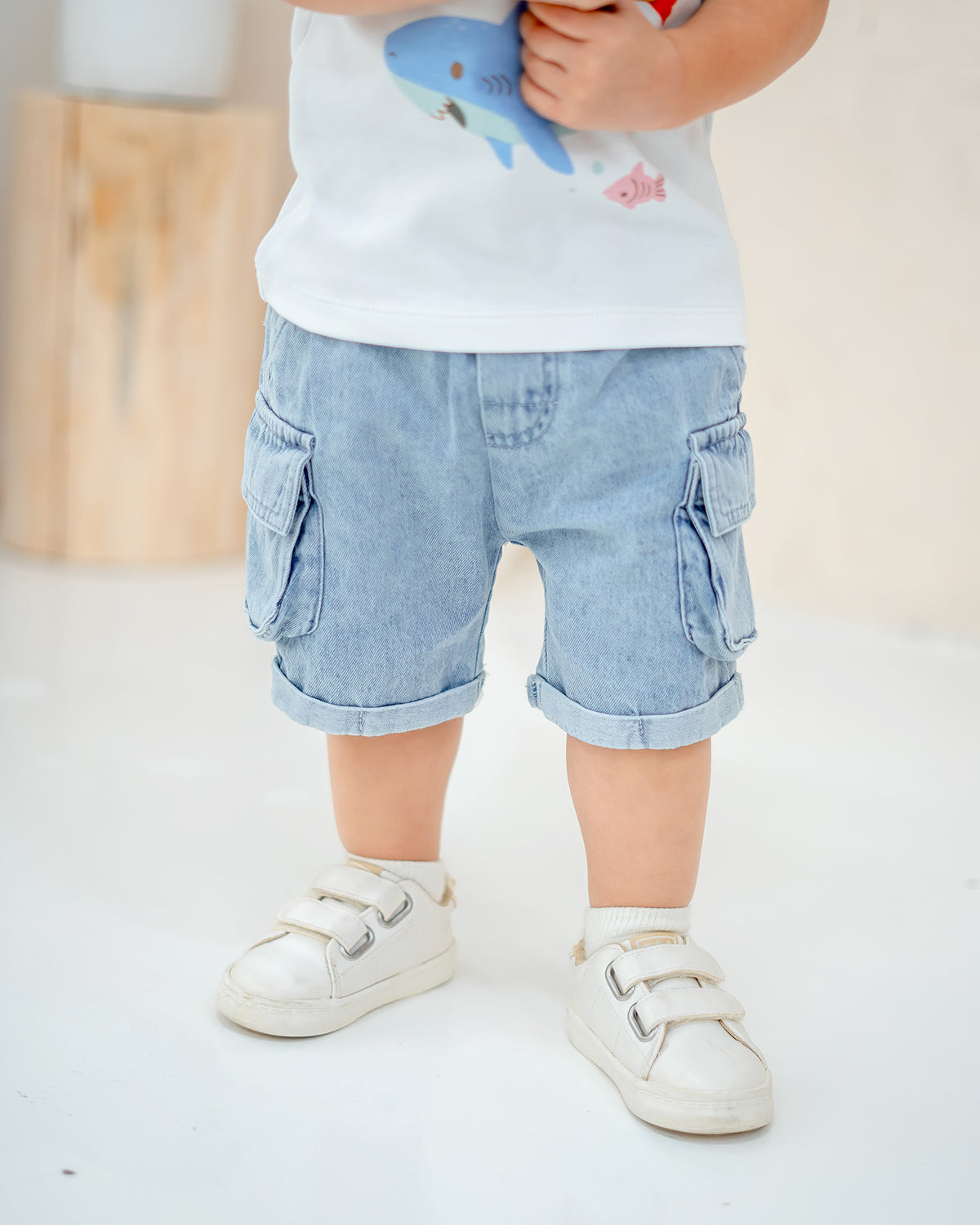 LEBEAR DENIM UTILITY SHORTS