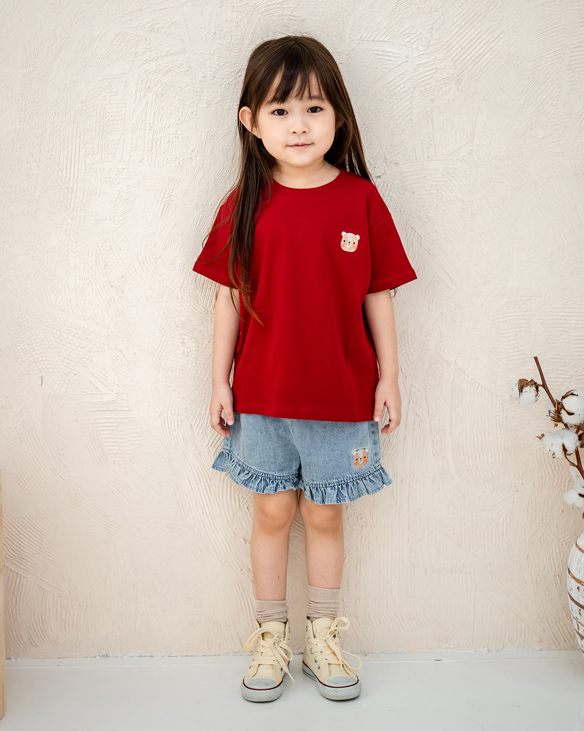 LEBEAR SIGNATURE EMBROIDERY TEE IN RED