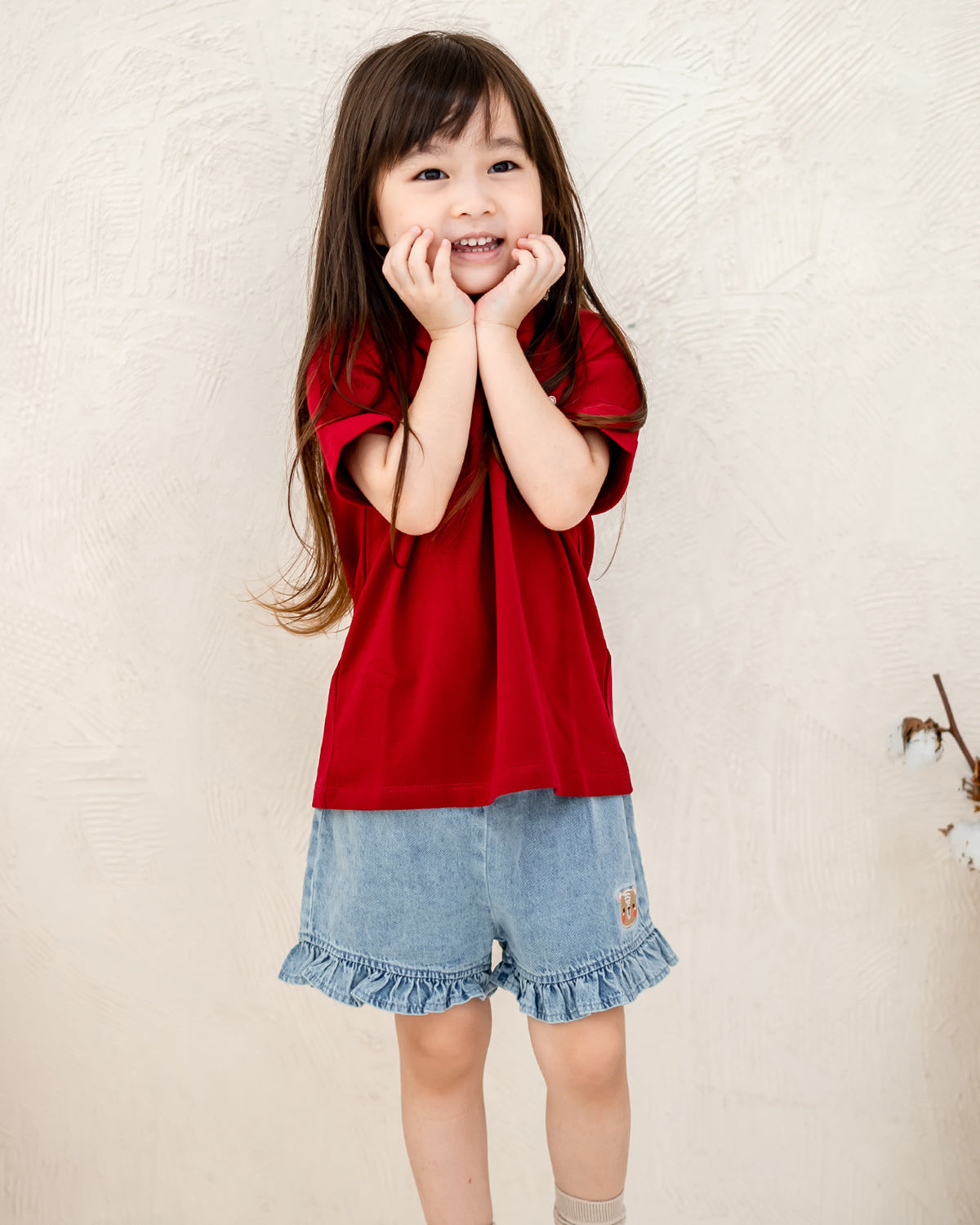 LEBEAR SIGNATURE EMBROIDERY TEE IN RED
