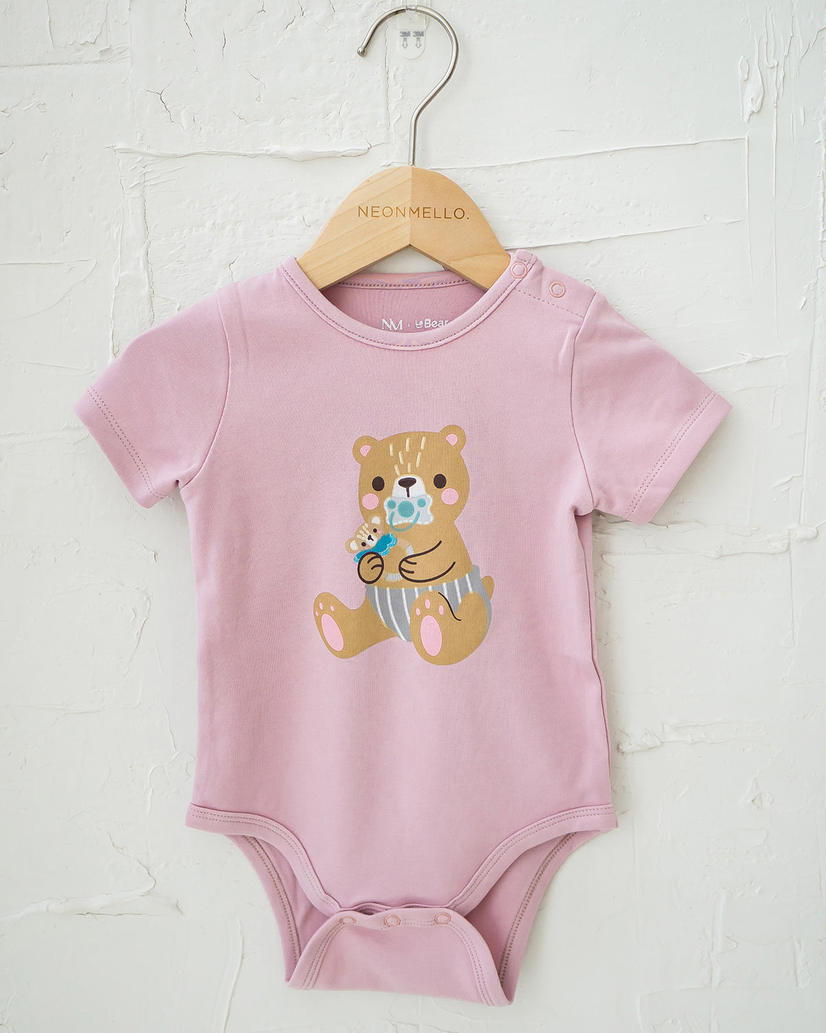 NM X LEBEAR BINKY BEAR ONESIE IN LILAC PINK