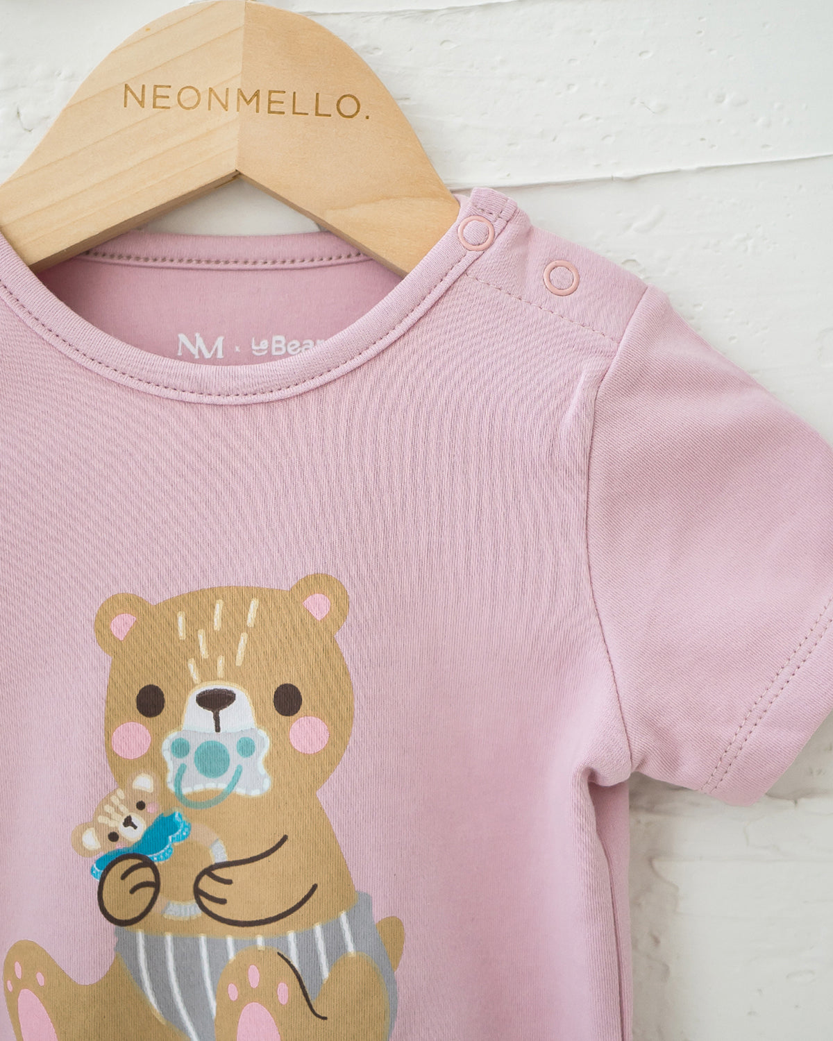 NM X LEBEAR BINKY BEAR ONESIE IN LILAC PINK