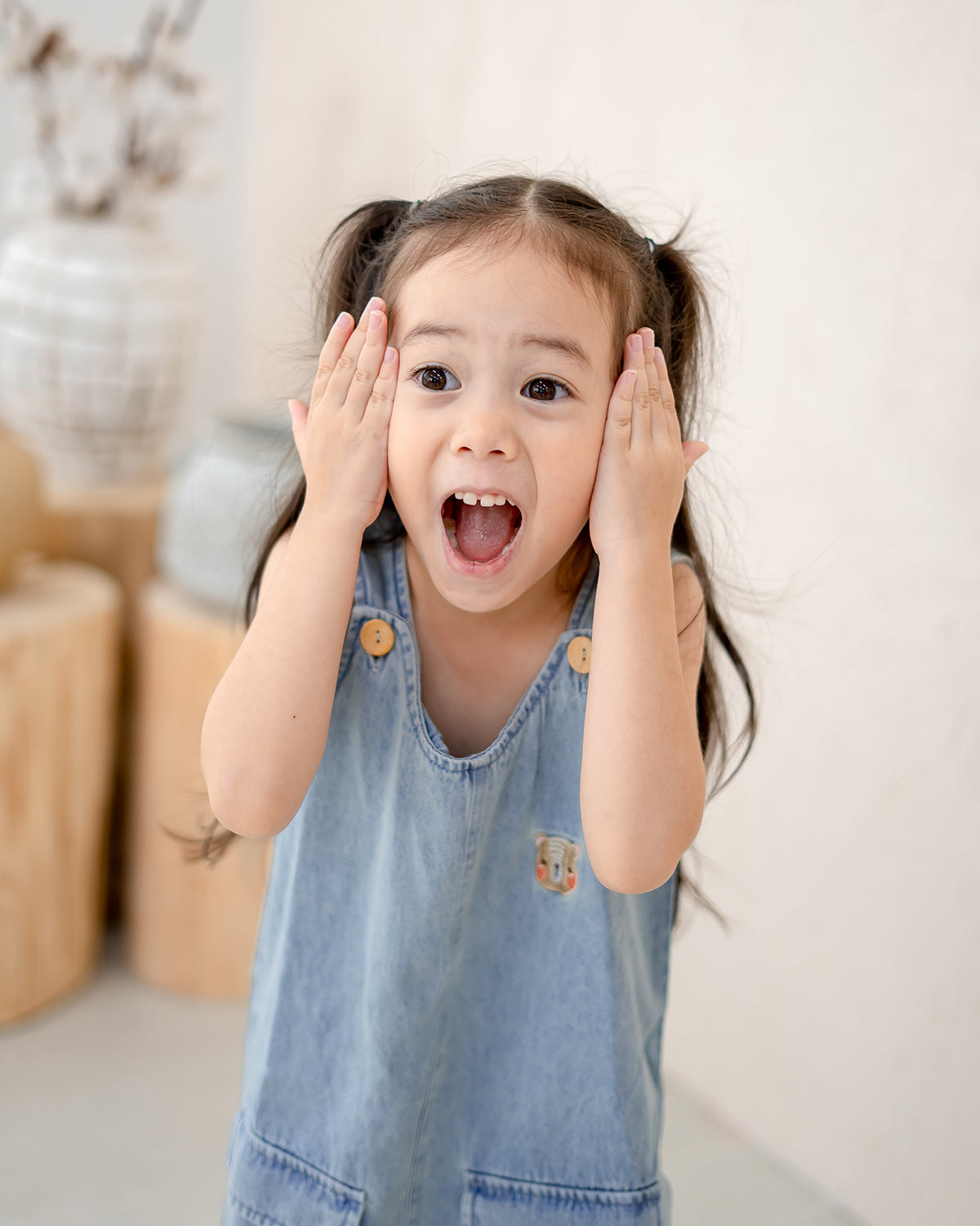 LEBEAR DAISY DENIM PINAFORE DRESS