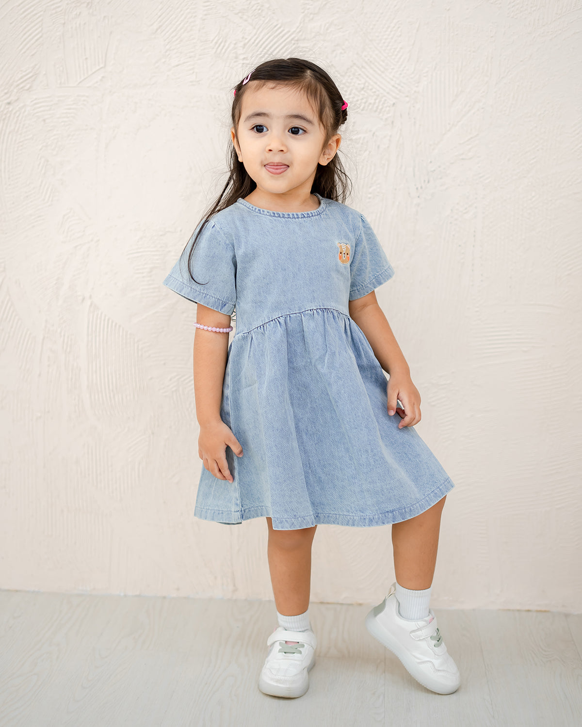 LEBEAR LUNA DENIM TWIRL DRESS