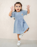 LEBEAR LUNA DENIM TWIRL DRESS