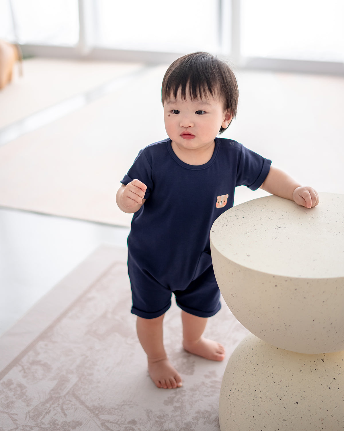 LEBEAR SIGNATURE EMBROIDERY ONESIE IN DEEP SEA NAVY