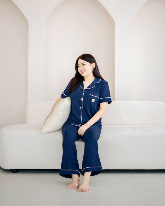 LEBEAR PETITE BAMBOO PYJAMAS PANTS SET IN DEEP SEA BLUE