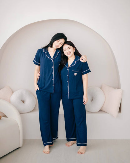 LEBEAR PETITE BAMBOO PYJAMAS PANTS SET IN DEEP SEA BLUE