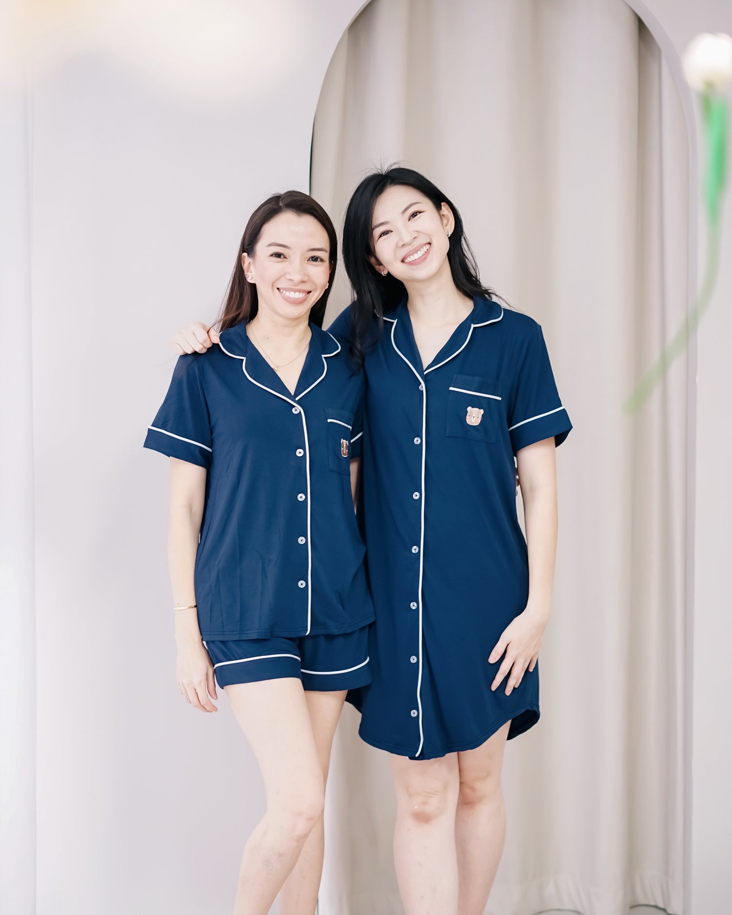 LEBEAR ADULT BAMBOO PYJAMAS DRESS IN DEEP SEA NAVY