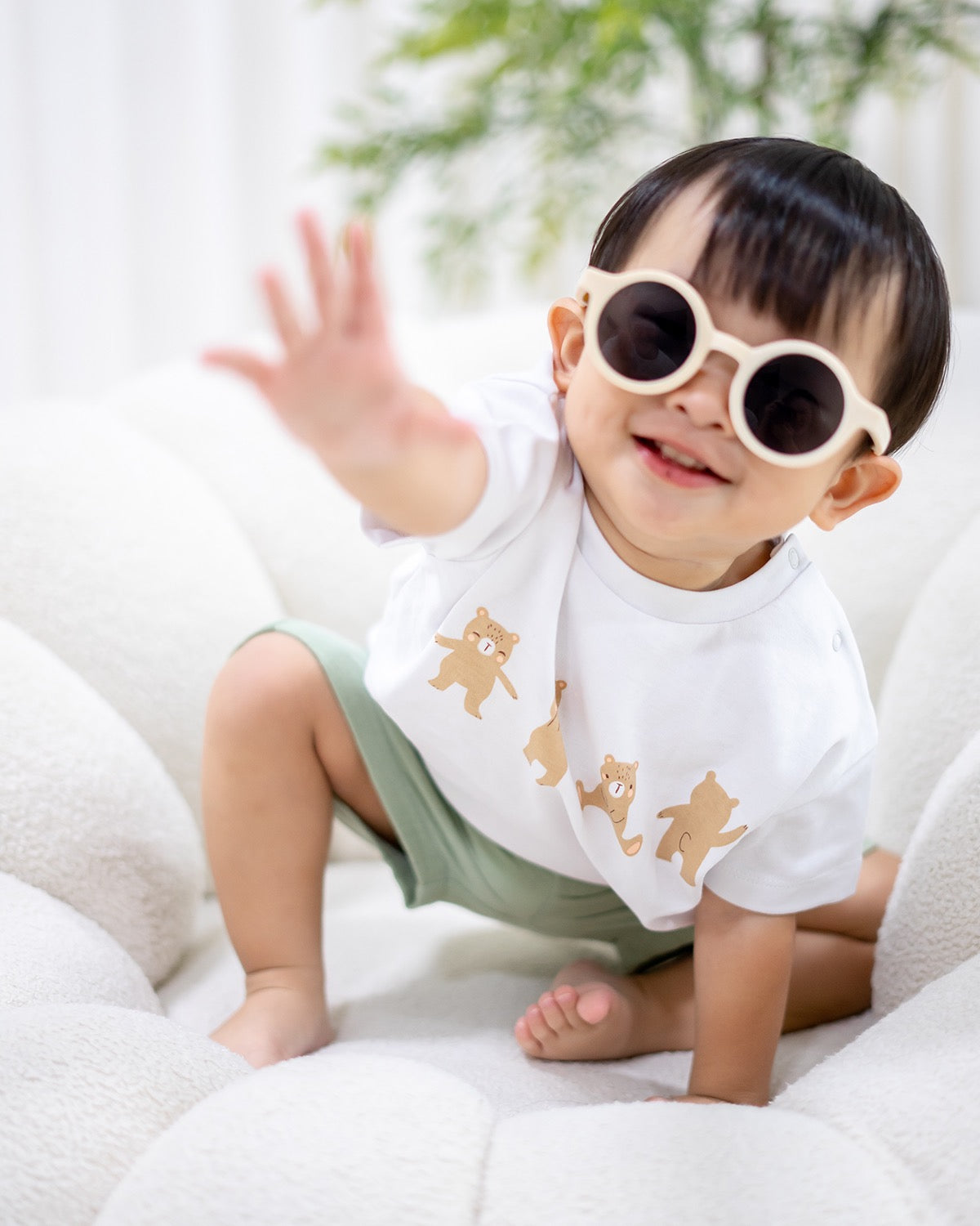Dancing Bear Top in White