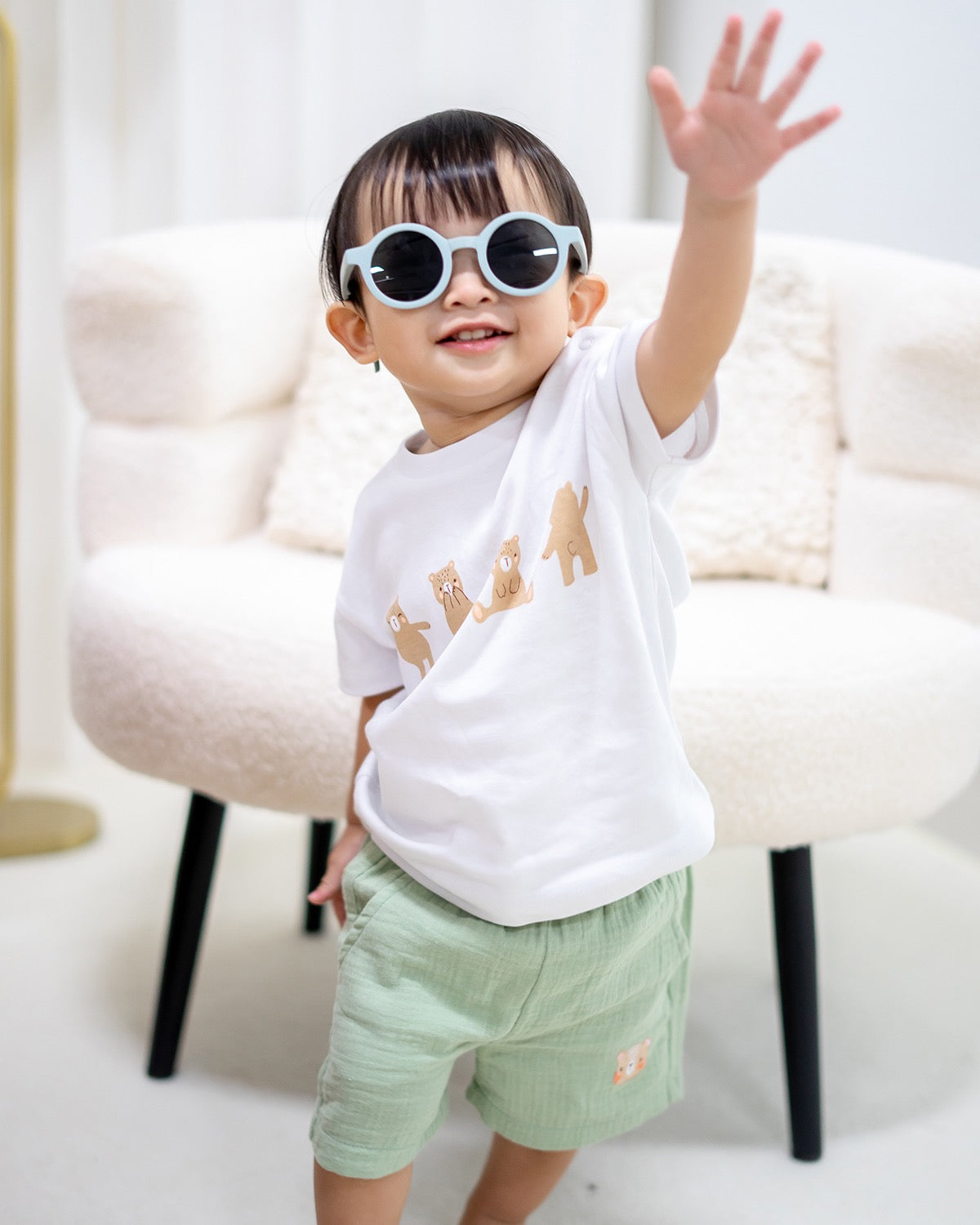 Dancing Bear Top in White