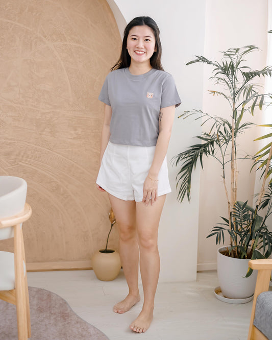 LEBEAR WOMEN'S CROPPED TOP IN LIGHT GREY