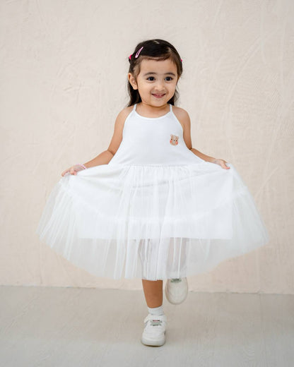 LEBEAR BALLET TULLE DRESS IN WHITE