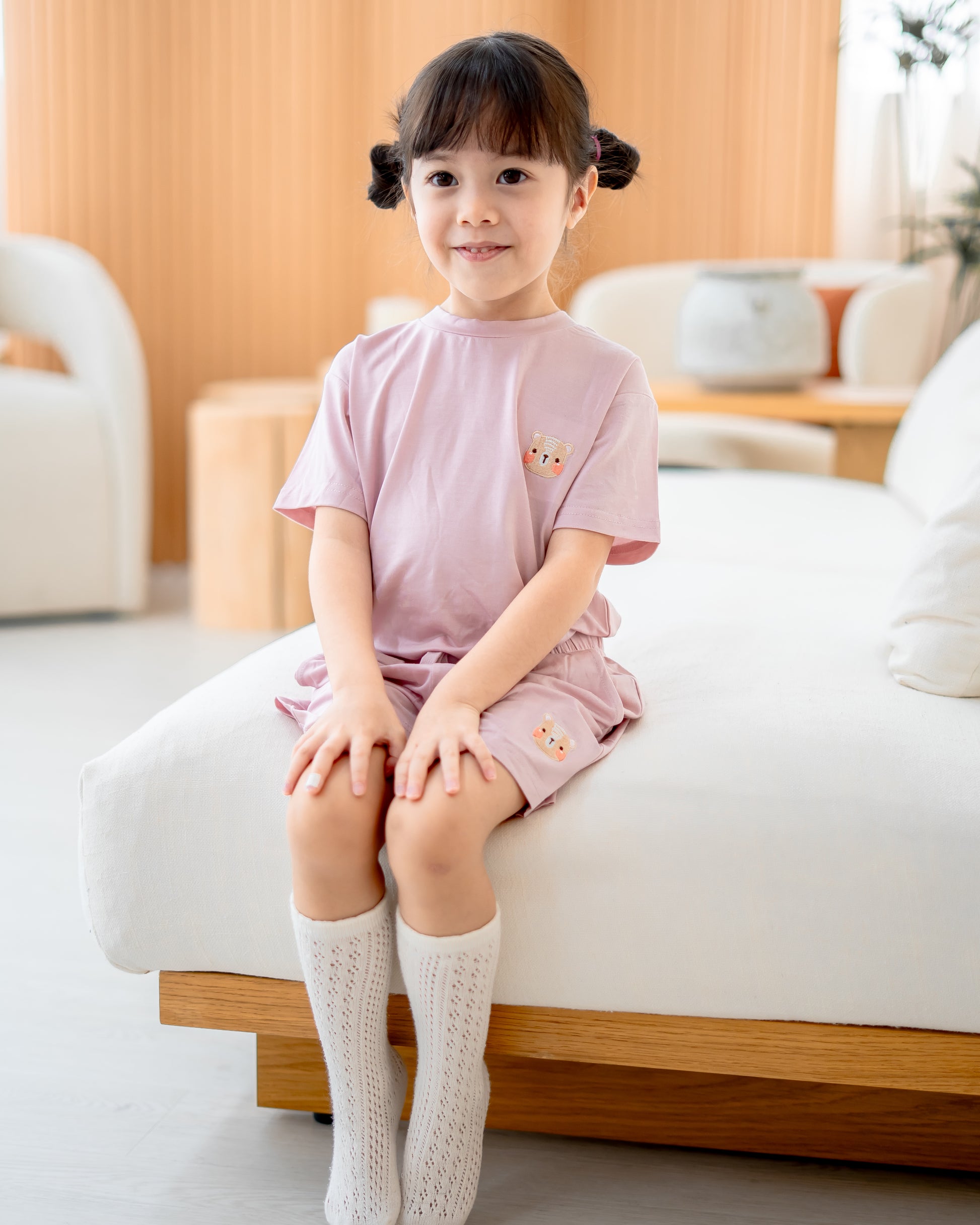 Soft and breathable lilac loungewear for kids crafted from sustainable TENCEL™ Lyocell