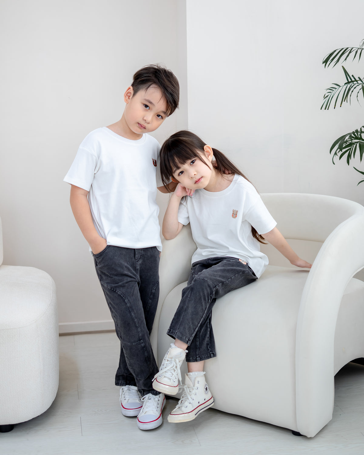 LeBear Classic Kids Washed Black Denim Jeans styled for boys and girls