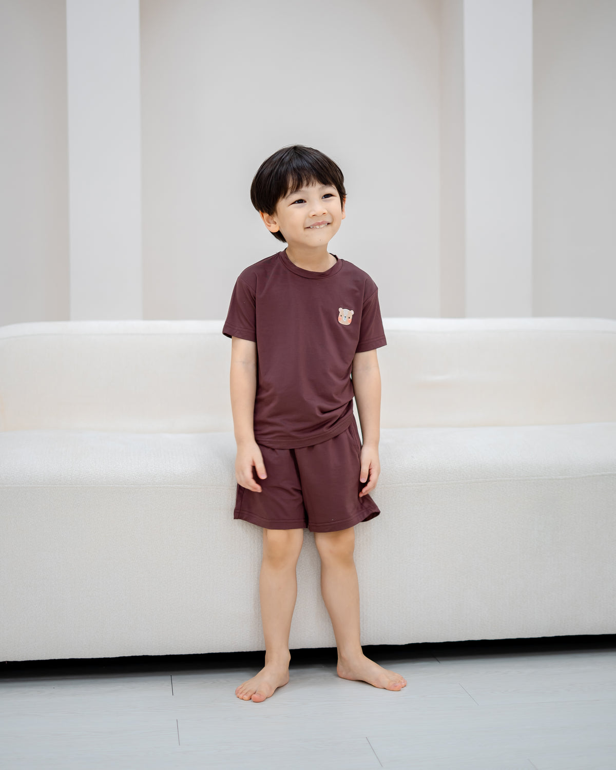 LeBear Kids TENCEL™ Lounge Set in Chocolate Brown front view