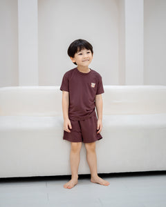 LeBear Kids TENCEL™ Lounge Set in Chocolate Brown front view