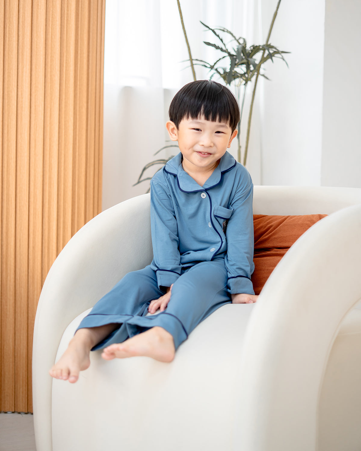 LeBear Luxe Bamboo Pyjamas Dusk Blue – premium bamboo blend long sleeve and pants for kids