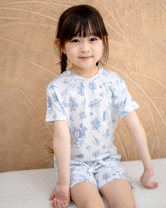 LeBear Meadow Blue TENCEL kids shorts with comfortable fit and drawstring