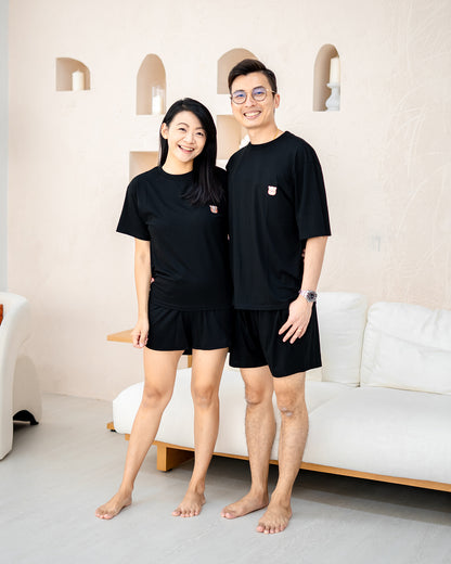 LEBEAR Men’s TENCEL™ Black matching set for family or couple — modern and minimal design.