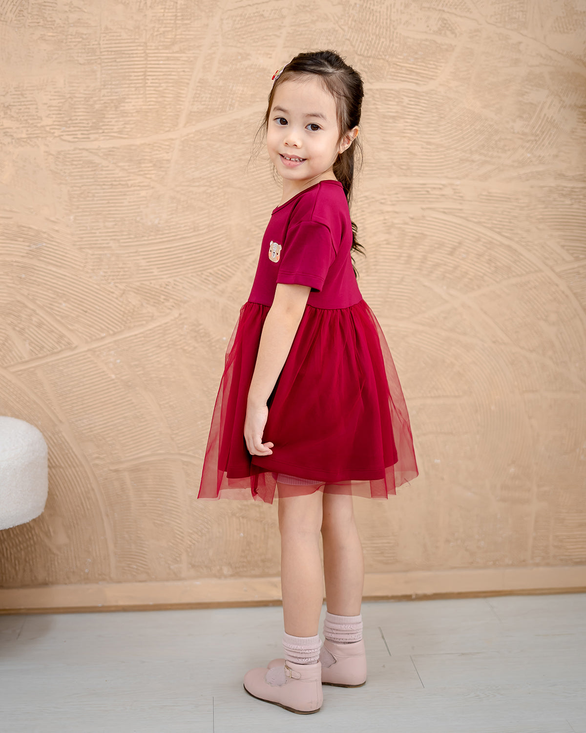“Back view of Roselle Tulle Dress – festive kidswear Singapore”