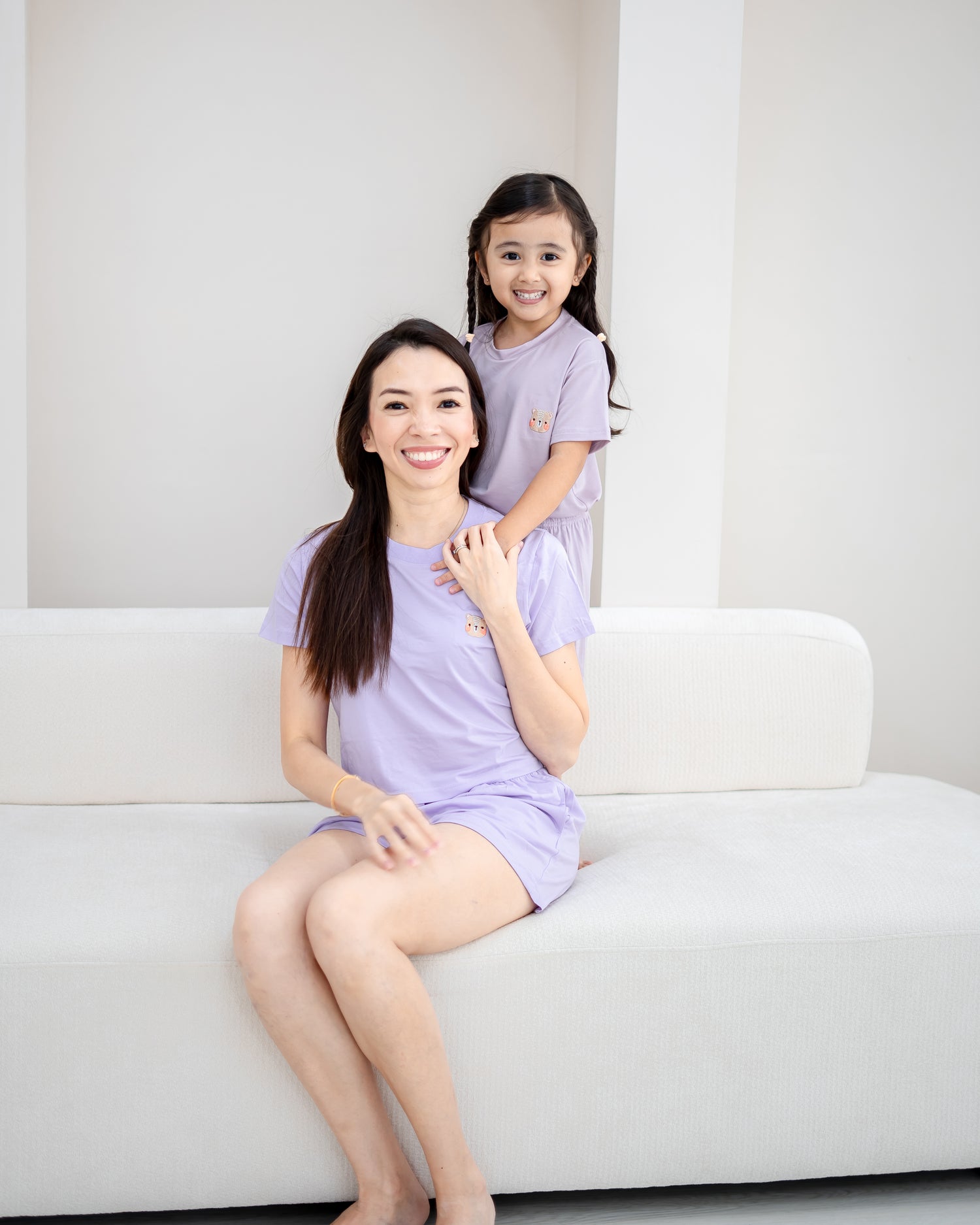 LeBear TENCEL™ Crop Lounge Set lavender matching family lifestyle mother and child soft breathable loungewear Singapore