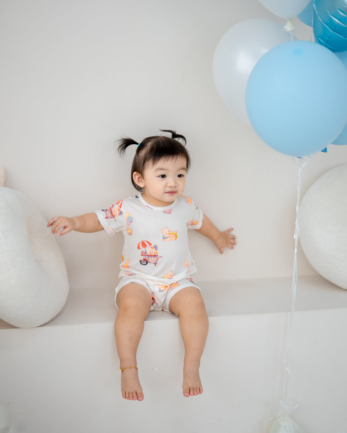 LeBear Uncle Bear TENCEL™ baby onesie featuring Singapore-inspired ice cream truck print