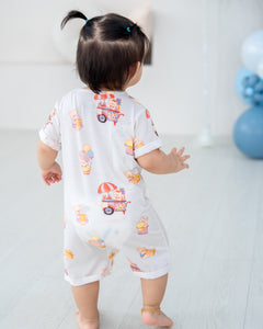Back view of LeBear Uncle Bear Ice Cream Truck TENCEL™ onesie for babies