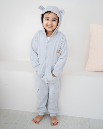 Full outfit kids LeBear cloud grey hooded jacket and jogger set