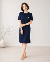 LEBEAR EASY SLIT TENCEL™ DRESS IN NAVY